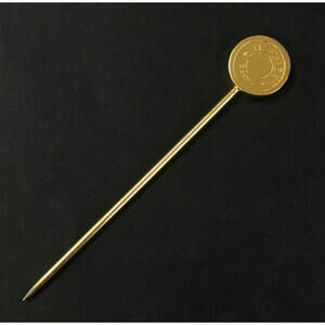 HERMES Sellier Gold Tone Pin Brooch Paris No Cap